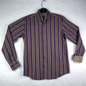 Visconti Uomo Men’s Size 18 2 Ply Mercerized Cotton Vertical Stripe Dress Shirt